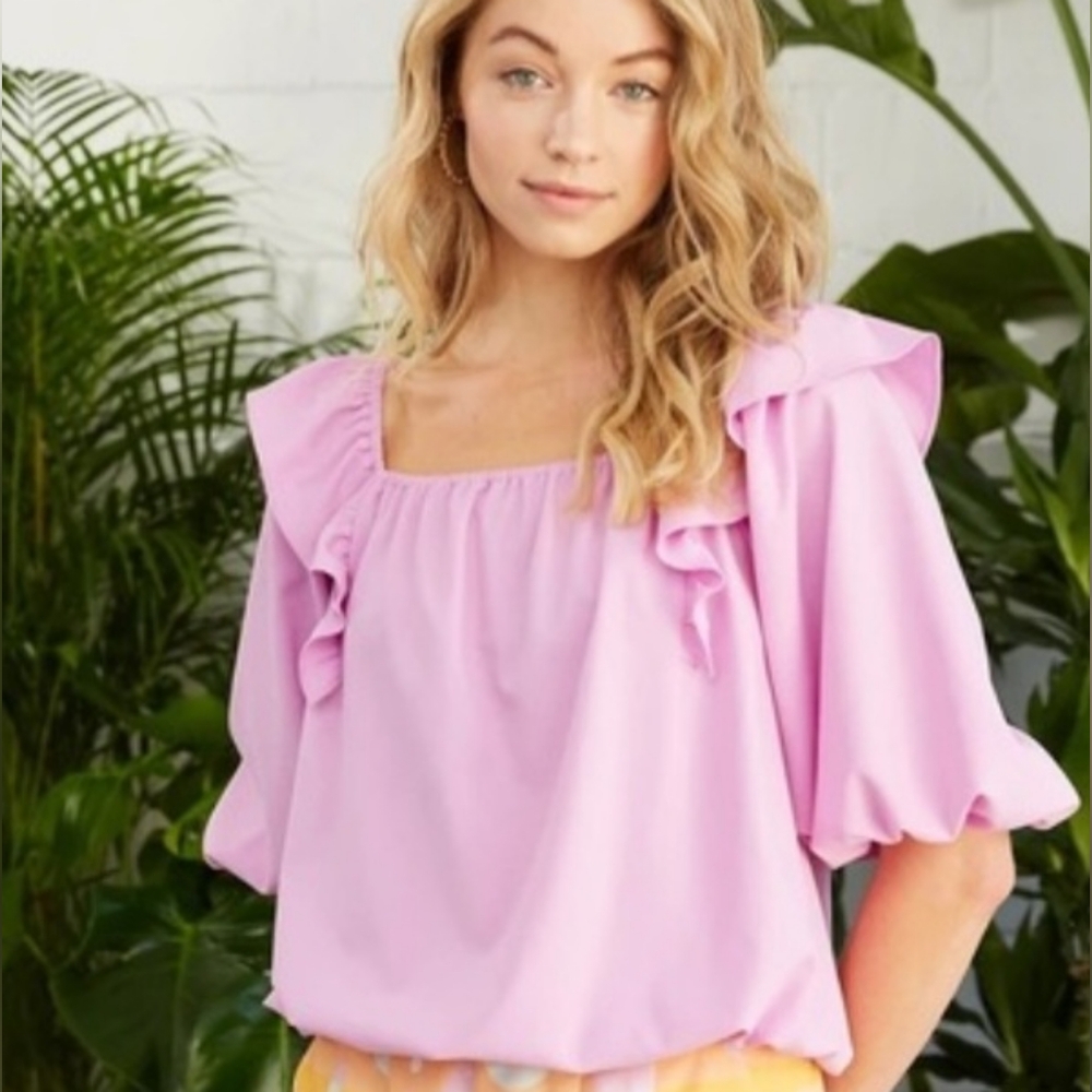 CROSBY Lilac Ruffle Blouse